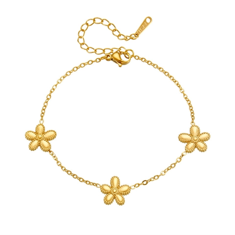 Bracciale Con Ciondolo Floreale In Acciaio Inossidabile Da Donna Alta Gamma Placcato Oro Argento Catena Regolabile Gioielli