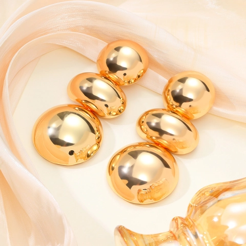 Boucles D'oreilles Pendantes Géométriques À Sphères Superposées Bijoux Métalliques Audacieux Avec Tige En Acier Inoxydable Femmes