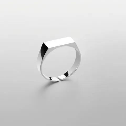 Anello con Sigillo da Uomo Minimalista in Acciaio Inossidabile Geometrico Rettangolare Superficie Liscia Lucido Gioielli di Moda