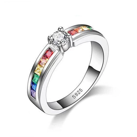 Anello Floreale In Zircone Colorato Rame Placcato Argento Gioielli Di Moda Geometrici Per Donne Regalo Elegante