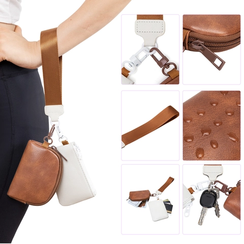 Damen Handgelenk Münzbörse Kartenhalter Set PU Leder Wasserdicht Abnehmbar Nylonband Klein Tragbar Reise Geldbörse Geschenk