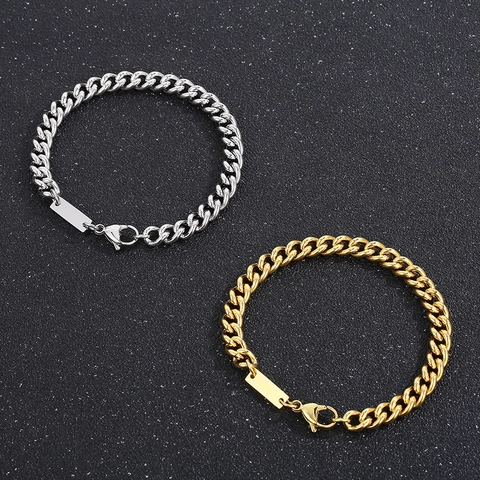 Collar Y Pulsera De Cadena Curb De Acero Inoxidable Para Hombre Con Placa Rectangular Joyería Punk