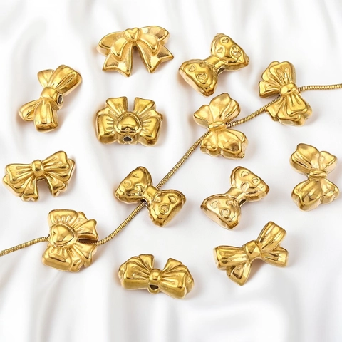 Perline A Fiocco In Acciaio Inossidabile Impermeabili Placcate Oro Connettori Per Gioielli DIY Collana Orecchini