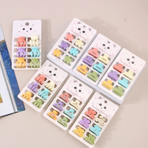 Mini Pinzas Para El Cabello Mate Plástico Colorido Macaron Flor Mariposa Geométrico Moda Pinzas Para Mujeres Niñas