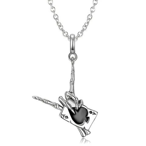 Pik Ass Skeletthand Halskette 925 Sterlingsilber Gothic Punk Poker Anhänger Für Damen Und Herren Schmuck