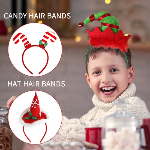 Festliche Weihnachts-Haarbänder Weihnachtsmann Elfenbeine Clownhut Kostüm Partyzubehör Für Erwachsene Kinder Feiertag Dekoration