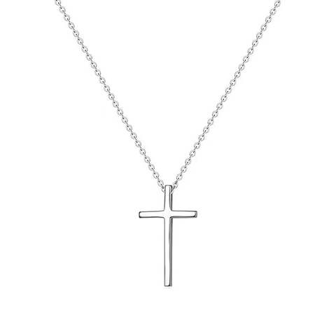 925 Sterling Silver Cross Pendant Necklace High Polish Minimalist Religious Jewelry For Women Men Everyday Wear