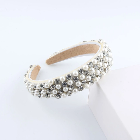 Cerchietto Imbottito Barocco Con Künstliche Perle Sintetiche E Strass Luccicanti Accessori Per Capelli Di Lusso Da Donna Elegante