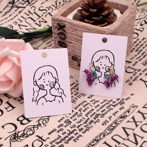 Schmuck Ohrring Display Karten Süße Handgezeichnete Cartoon Mädchen Karton Verpackung Halter Tags Mit Aufhängeloch