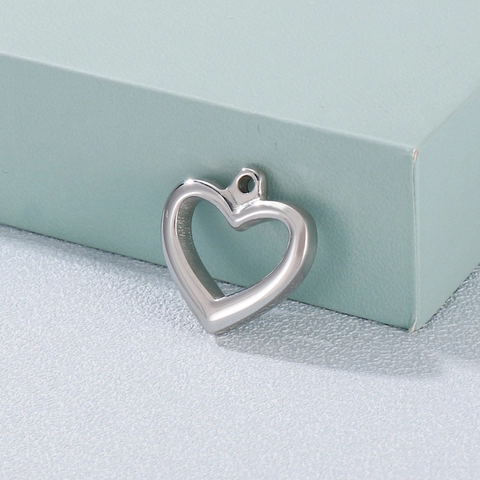 Ciondolo Cuore Cavo Acciaio Inossidabile DIY Collana Bracciale Produzione Accessori Lucidato Stampato Donne
