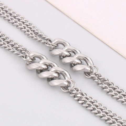 Collar De Cadena Cubana Empalmada Para Hombre Acero Inoxidable Minimalista Hip Hop Streetwear Joyería Color Plata