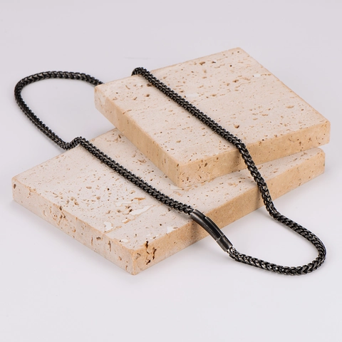 Vintage Schwarz 304 Edelstahl Spiga Kette Halskette Für Männer Hiphop Einfach Abgerundet Schleifen Männlicher Schmuck