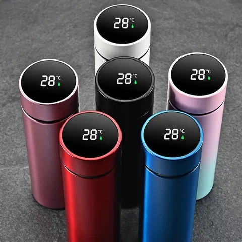 Smart Vacuum Flask 304 Stainless Steel LED Temperature Display Leakproof Insulated Water Bottle For Business Travel Office