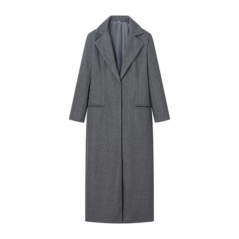 Abrigo Largo De Lana Para Mujer Y Bufanda A Juego Elegante Cuello De Solapa Abrigo De Un Solo Pecho Ropa De Abrigo Holgada Minimalista Gris