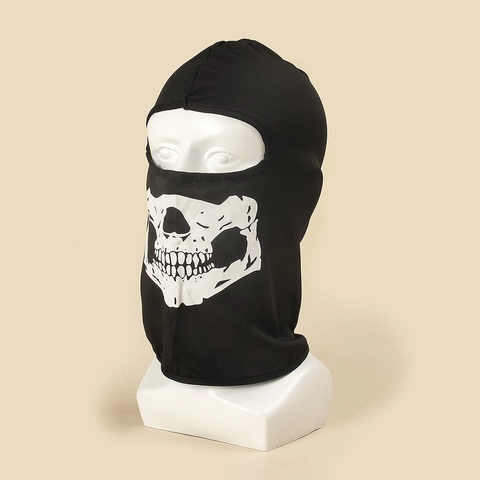 Skull Print Balaclava Polyester Quick Dry Windproof Full Face Mask For Outdoor Sports Motorcycle Cycling