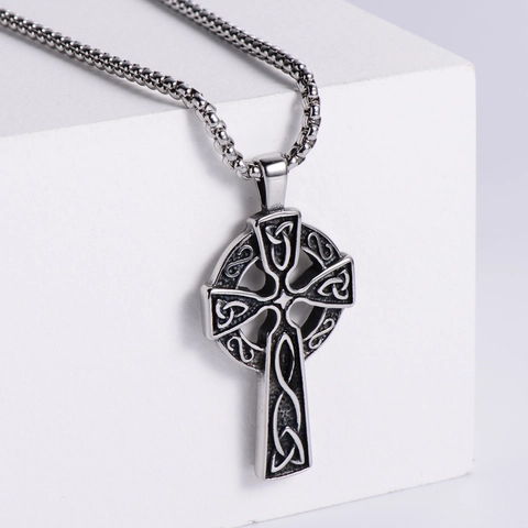 Collana Con Pendente Croce Celtica Da Uomo Acciaio Inossidabile 304 Gioielli Gotici Vintage