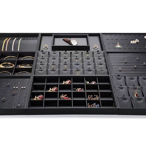 Organisateur De Présentation Bijoux En Cuir PU Brossé Pour Bagues Colliers Bracelets Pendentifs Rangement Vitrine