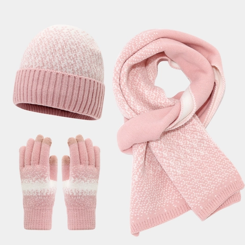 Gorro Bufanda Y Guantes Táctiles De Punto Acrílico Invierno Cálido Color En Contraste Moda Para Mujeres Hombres