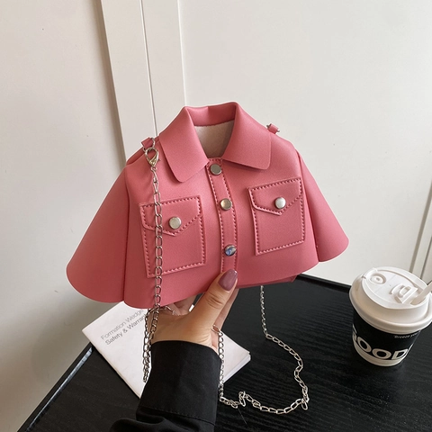 Creativa Borsa a Tracolla a Forma di Giacca per Donna Moda Nicchia Catena in Metallo Pelle PU Piccola Borsa a Spalla Regalo