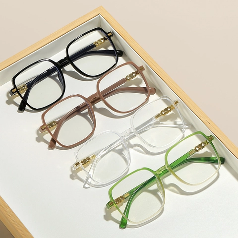 Occhiali Da Vista Quadrati A Montatura Grande Plastica Cerniera In Metallo Anti Luce Blu Retro Moda Donna Uomo