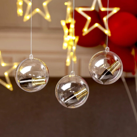 Christmas Ball Ornaments Clear Plastic Fillable Baubles Transparent Hollow Sphere DIY Holiday Party Decoration