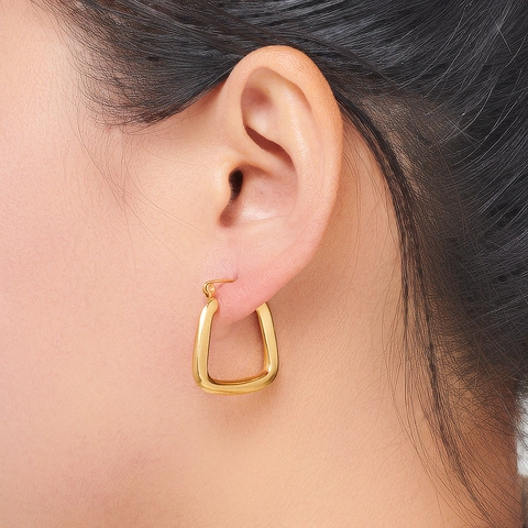 Pendientes de Aro en Forma de U de Acero Inoxidable Bañados en Oro Minimalistas Para Mujer Joyería de Moda Geométrica