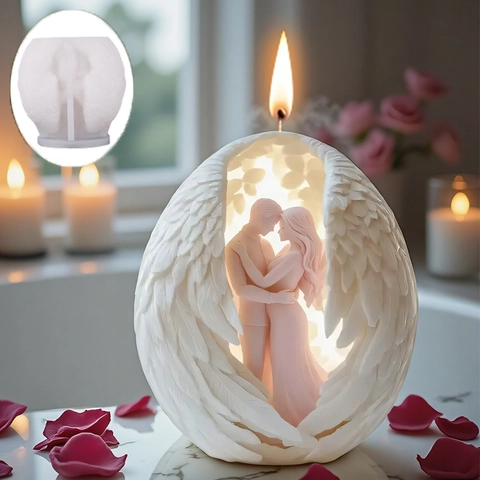 Stampo In Silicone Ali D Angelo Coppia Rilievo 3D Fai Da Te Candela Romantica Gesso Sapone Resina Strumento Artigianale