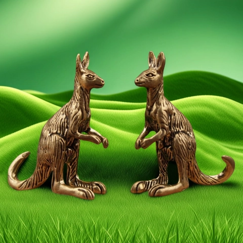 Vintage Brass Kangaroo Figurine Miniature Antique Style Desktop Ornament Animal Statue Home Office Decor Tea Pet