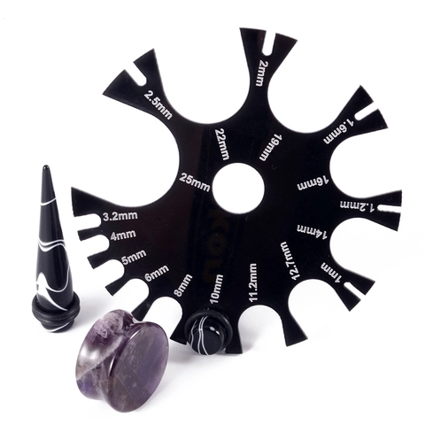 Acrylic Body Piercing Jewelry Measuring Wheel Precise Caliper Gauge Tool For Ear Tapers And Plugs
