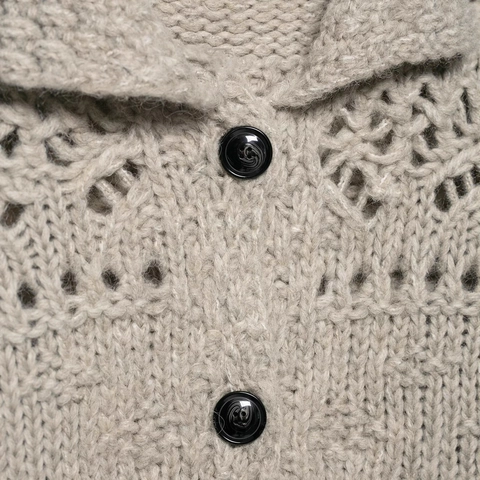 Cárdigan De Punto Mujer Calado Cuello Solapa Con Botones Holgado Casual Jersey De Manga Larga Poliéster