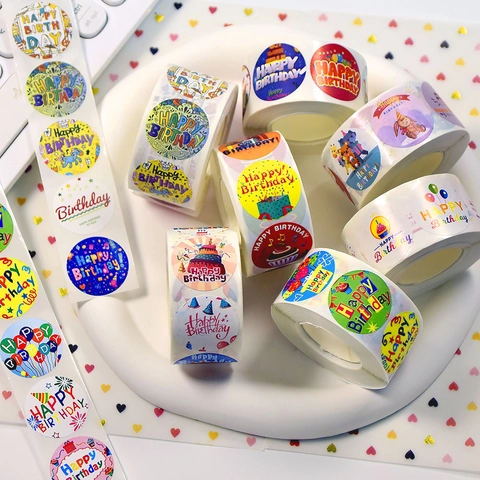 Buon Compleanno Adesivi Rotondi Etichette Cartone Animato Carta Adesiva Colorata Per Confezioni Regalo Sigillo Scrapbook Fai Da Te Decoro