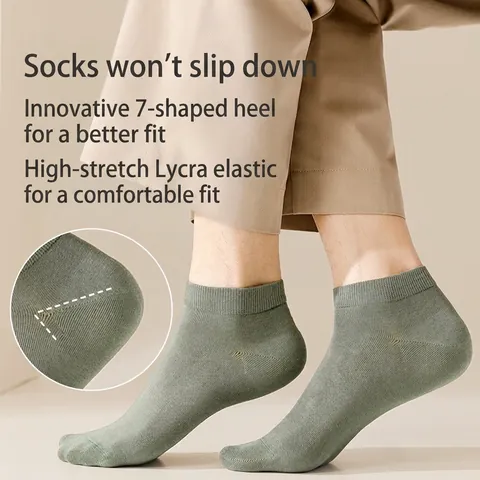 Calzini Alla Caviglia Uomo Misto Cotone Traspirante Anti-Odore Taglio Basso Casual Sport Colore Solido Confortevole Elastico Costine