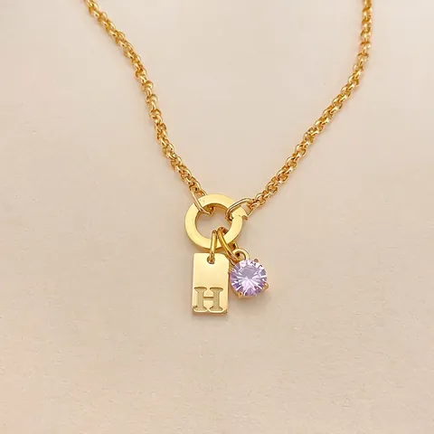 Voortreffelijke Roestvrijstalen Initiële Letter Hanger Halsketting Voor Vrouwen Amerikaanse Stijl Goud Zilver Verguld Strass Geboortesteen DIY Sieraden