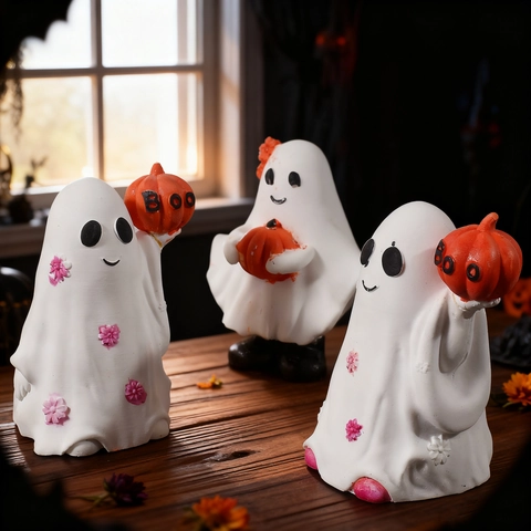 Halloween Geist Silikonform DIY Kürbis Geist Kerze Gips Harz Seife Kuchen Dekorieren Werkzeuge