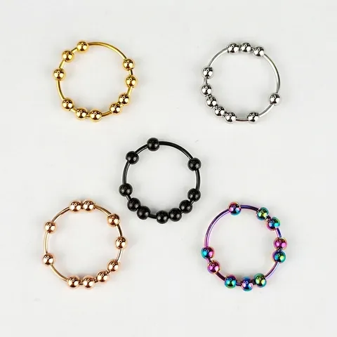 Anxiety Fidget Ring Edelstahl Mit Rotierenden Perlen Stressabbau Minimalistisches Band Schmuck Unisex