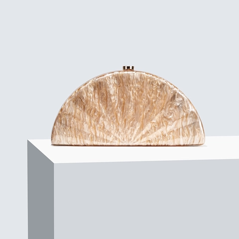 Acrylic Resin Evening Clutch Bag Semi Circular Fan Shaped Marble Texture Pearlescent Wedding Party Dinner For Women