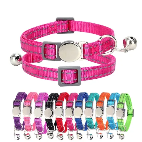 Collare Riflettente Per Gatti Nylon Fibbia Di Sicurezza Con Campanello Cinturino Regolabile Per Gattini E Cuccioli