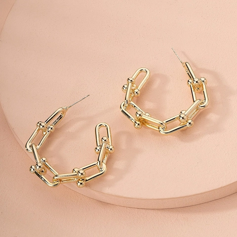 Alloy Geometric Hoop Earrings C-Shaped Twisted Hammered Snake Shape Vintage Fashion For Women With Earring Post