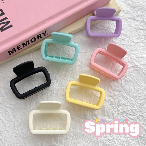 Pinza De Pelo Cuadrada Mate Color Macarrón Plástico Antideslizante Rectángulo Pinzas De Pelo Para Mujeres Elegante Peinado