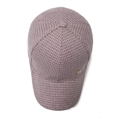 Women's Fashion Houndstooth Baseball Cap Autumn Winter Casual Adjustable Hat With Metal Rhinestone Buckle