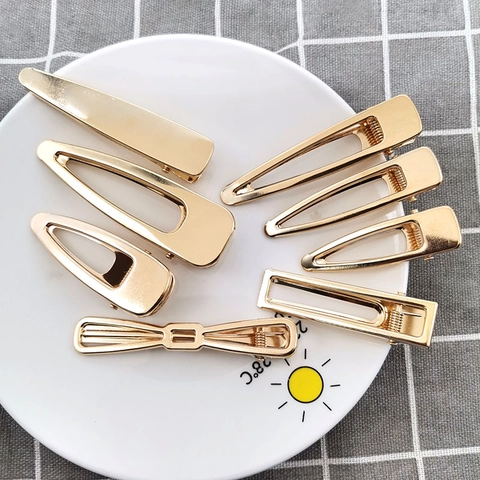 Minimalistischer Metall Haarclip Hohl Geometrisch Gold Legierung Entenschnabel Haarnadel DIY Styling Accessoire Damen Mädchen