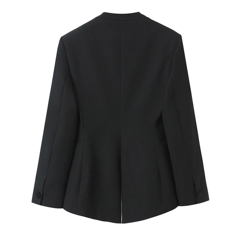 Blazer Y Pantalones De Talle Alto Pierna Ancha Traje Ajustado Color Sólido Poliéster Oficina Mujeres