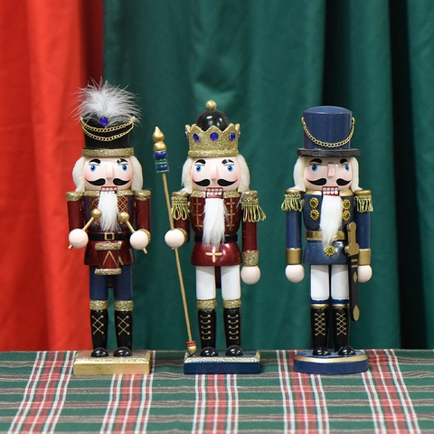 Figuras De Cascanueces De Madera De Navidad Soldado Rey Pintadas A Mano Brillo Decoración De Escritorio Hogar Festivo