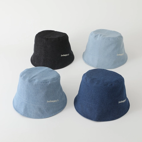 Cappello Alla Pescatora Bambini Denim Cotone Regolabile Protezione Solare Behappy Ricamato Ragazzi Ragazze