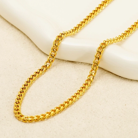 Collier Maille Gourmette Plaqué Or 18K Acier Inoxydable 304 Minimaliste Hip Hop Punk Bijoux Tendance Pour Femmes Hommes