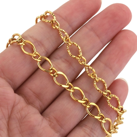 Stainless Steel Jewelry Making Chain Links For DIY Necklace Bracelet Oval Geometric Smooth Textured Hippie Style