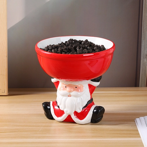 Ciotola In Ceramica Per Animali Forma Babbo Natale Rialzata Ciotola Gatto Protezione Del Collo Decorazione Festiva