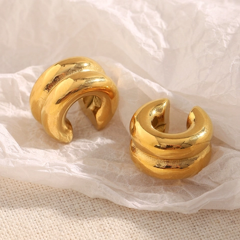 Gelaagde Ear Cuffs Roestvrij Staal 18K Verguld Zonder Piercing Minimalistische Geometrische U-Vormige Sieraden