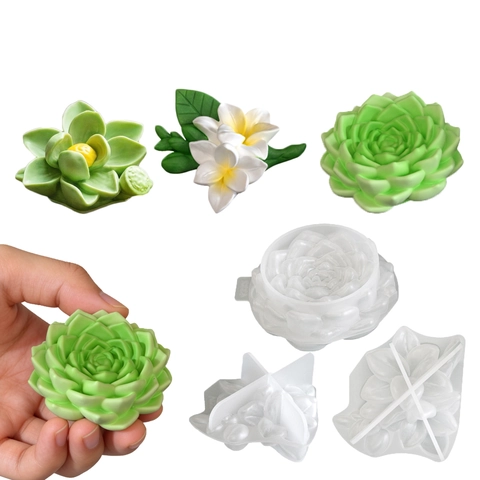 Moldes De Silicona Realistas Flor Suculenta Loto Para Velas DIY Resina Repostería Jabón Flexibles Resistente Al Calor