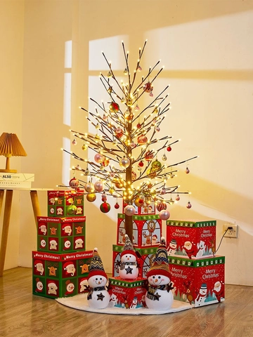 Albero Di Natale Artificiale Illuminato LED Ramo PVC Lampada Bagliore Caldo Decorazione Casa Interni Tema Pupazzo Di Neve